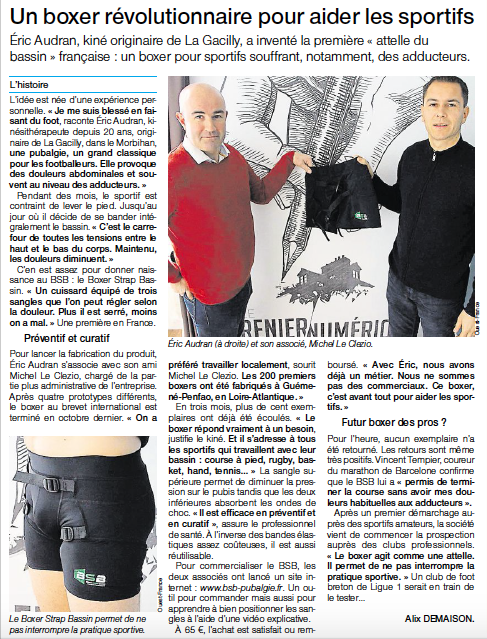 article de presse short Boxer Strap Bassin Ouest France
